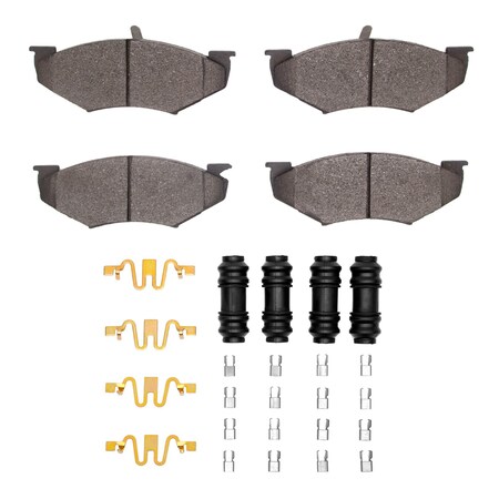 Dynamic Friction Co 5000 Advanced Brake Pads - Semi Metallic and Hardware Kit, Long Pad Wear, Front 1551-0414-01